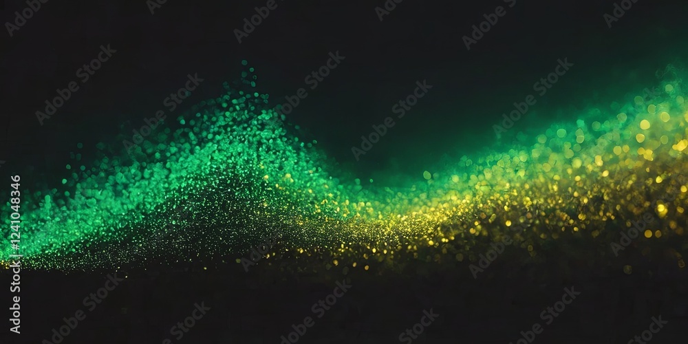 Poster a green and yellow line with a lot of dots