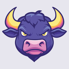 Angry bull stand in floor vector illustration
