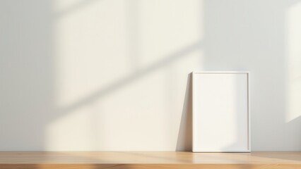 Square Book Mockup, Square book on a minimalistic wooden desk clear background.