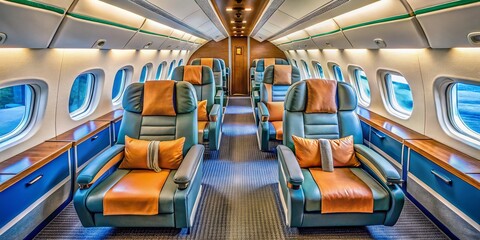 Fototapeta premium Dornier 328 Airplane Cabin Interior: Passenger Seating Arrangement & Design