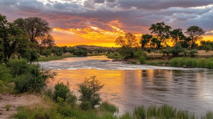 Golden Glow Over Rivers at Sunset