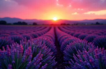 Sunrise over lavender field in Bulgaria