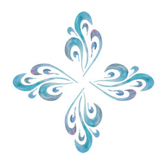 Cute watercolor snowflake hand-drawn. Christmas. New Year