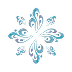 Cute watercolor snowflake hand-drawn. Christmas. New Year