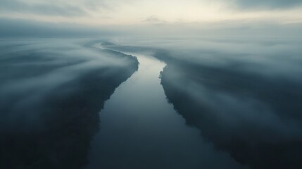 Fototapeta premium Misty River Landscape in Soft Focus and Light