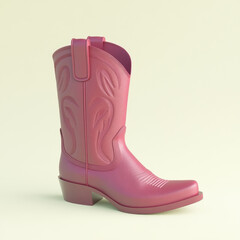 Stylish pink cowboy boot with intricate design and sturdy heel