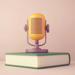 retro microphone on book symbolizes creativity and expression