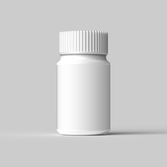White plastic bottle medicine container , 3d rendering