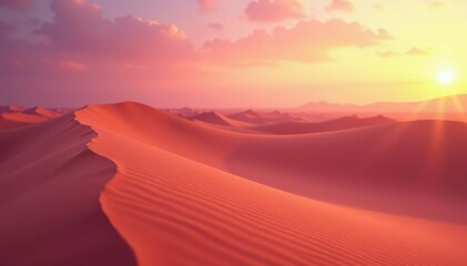 Naklejka premium Soft focus of sandy dunes in shades of pink and orange, desert_sunset, sand_dunes