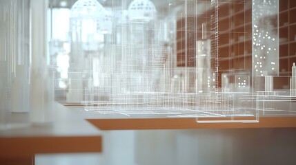 A high-tech laboratory with floating digital blueprints and 3D holographic prototypes.