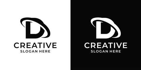 Initial letter D with circle logo design vector