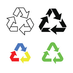 Obraz premium Four sets of recycling vector illustration