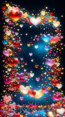 Obraz premium Burst of Love: Multicolored Hearts in a Dynamic Valentine's Day Design
