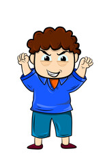 cartoon style emotion emoticon character. Isolated boy avatar with evil smiling expression. Flat illustration of man's emotional face. Hand drawn vector illustration emoticons