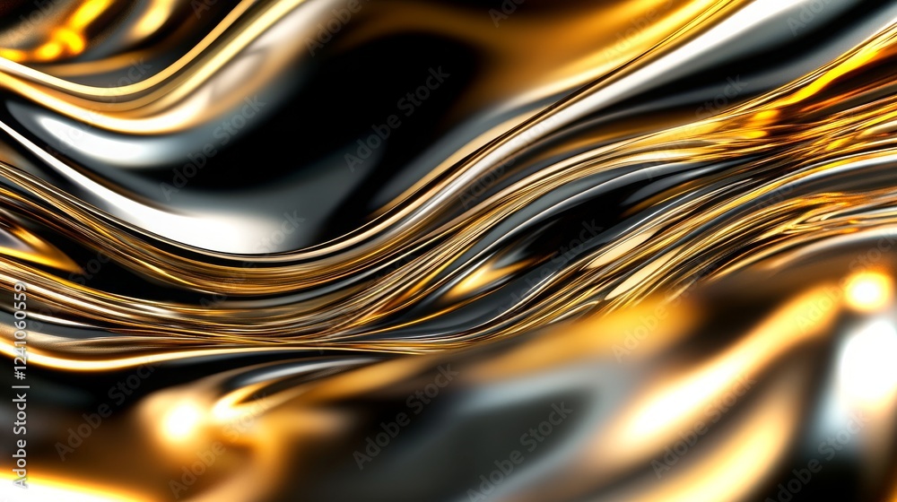 Poster flowing golden and black patterns create a captivating visual experience in 4k resolution