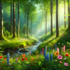 Obraz premium peaceful forest wallpaper