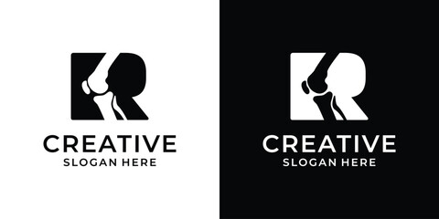 Abstract initial letter R with bone logo design vector