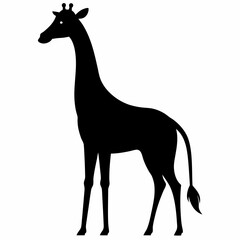 Black Giraffe Silhouette Vector Graphic