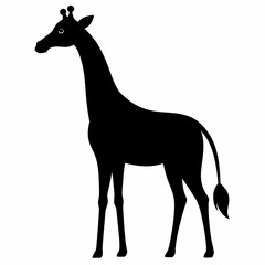 Black Giraffe Silhouette Vector Graphic