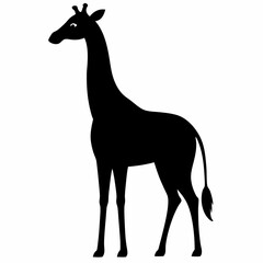 Black Giraffe Silhouette Vector Graphic