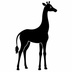 Black Giraffe Silhouette Vector Graphic