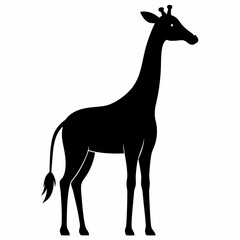 Black Giraffe Silhouette Vector Graphic