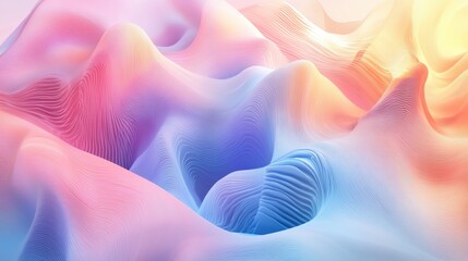 Obraz premium A digital illustration of abstract art featuring a blend of pink, blue, and orange hues, with a soft, flowing texture.