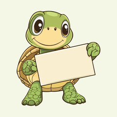 Majestic Turtle Near paper Arrowboard vector illustration