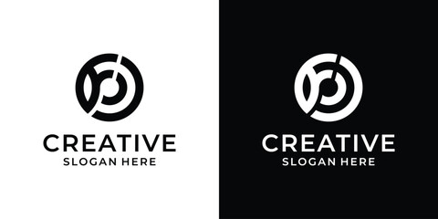 Initial letter F with circle logo design vector