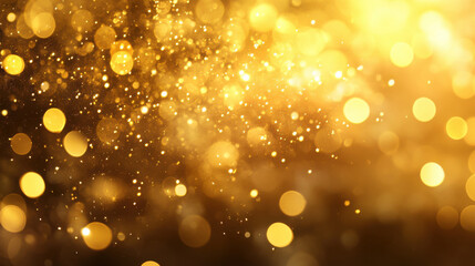 Golden bokeh lights glowing in a festive holiday blur