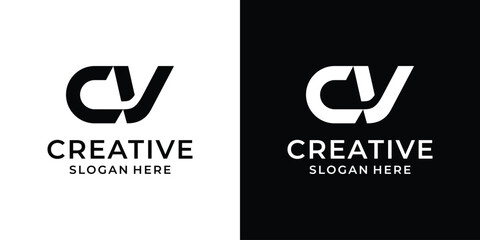 Initial letter CV logo design vector