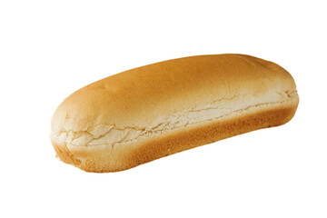 Fresh fluffy hot dog bun on a white background