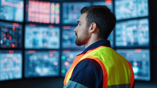 Modern Control Room Managing Global Shipping Through Interactive Screens Analytics Tools and Intelligent Monitoring Systems