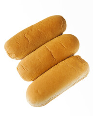 Fresh fluffy hot dog bun on a white background