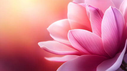 Fototapeta premium A close-up view of a beautiful pink lotus flower, displaying delicate petals against a soft, gradient background.