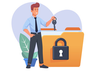 Obraz premium Flat style illustration. Personal information protection