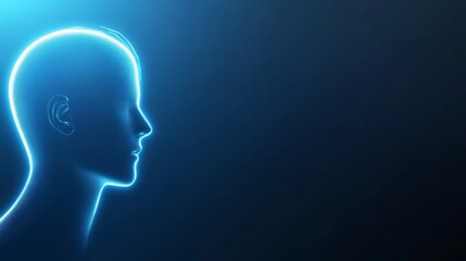 Obraz premium Glowing lines illuminate man face surreal portrait of energy light and connection