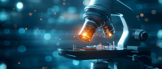 A close-up view of a microscope illuminated with sparks, showcasing cutting-edge technology in a laboratory setting.