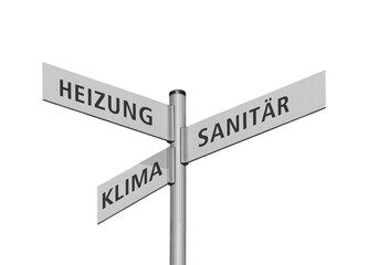 Wegweiser, Sanit&auml;r, Heizung, Klima, freigestellt als PNG-Datei