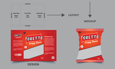 potato chips packaging template design, vector illustrations with mockup, crispy ripple potato chips