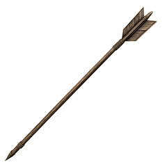 Ancient Wooden Arrow with Detailed Carving Isolated on transparent background Perfect for Game Design Medieval Fantasy Illustration or History Project 3d   