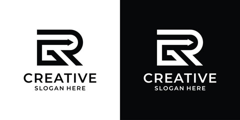 Initial letter GR with arrow logo design vector