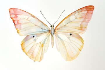 Fototapeta premium delicate watercolor butterfly, translucent wings with pastel hues, botanical illustration style, artistic nature study