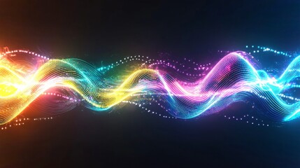 Creative abstract representation of sound waves in vibrant colors showcasing digital innovation