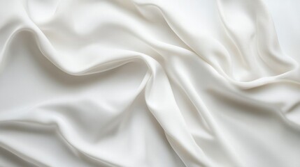 Smooth white fabric with delicate folds and subtle shadows creating a soft background texture