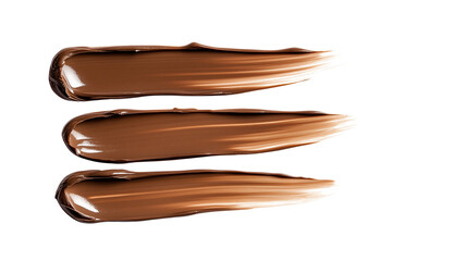  Photo of liquid chocolate strokes isolated on Transparent PNG format background. 