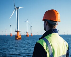 Offshore wind turbine maintenance coastal waters professional work open sea worker perspective renewable energy insights