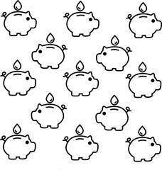 Icon of piggy water bank design. Editable stroke with various design shapes, with a hand drawn black outline style  or eco-friendly branding, water conservation campaign, and nature-related designs. 