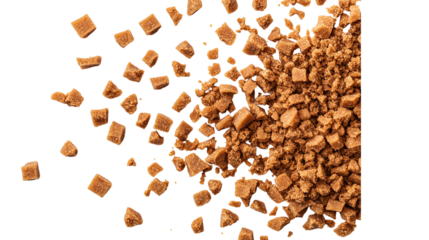  Tasty brown sugar crumbles on Transparent PNG format background. 