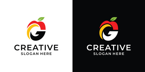 Abstract initial letter G with apple logo design vector